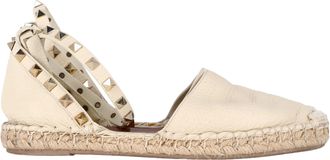 Valentino Pre-owned Womens Rockstud Espadrille Flats in White Leather - Size EU 37