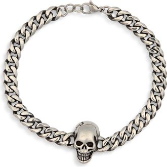 Eye Candy Los Angeles Noah Skull Chain Bracelet in Silver at Nordstrom Rack