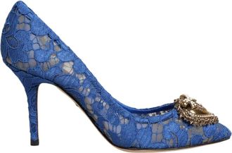 Dolce & Gabbana Taormina Lace Devotion Pumps - Dames - Pumps - Blauw - 35 EU - Katoen - Schoenen