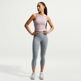 Nike Womens One High-Waisted Crop Leggings in Grey | FN3236-085
