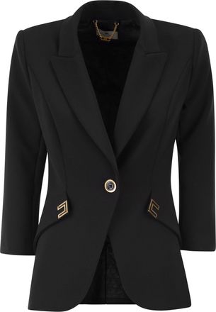 Elisabetta Franchi Double Stretch Crepe Jacket With Logo Details