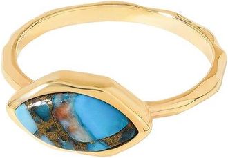 Tiramisu 14K Over Silver 1.28 Ct. Tw. Blue Dahlia Turquoise Solitaire Ring