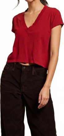 perfectwhitetee Alanis Recycled Cotton V-Neck Tee In Maple