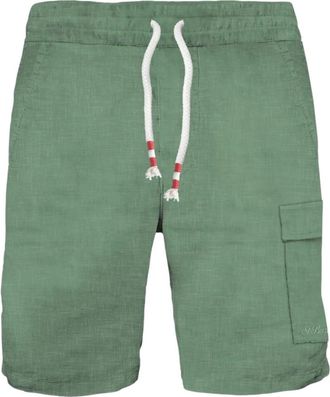 MC2 Saint Barth Heren Linnen Bermuda Shorts met Koord - Heren - Korte Broeken - Groen - M - Linnen - Korte Broeken