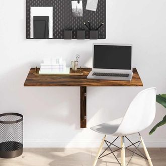 vidaXL Vidaxl - Mesa De Pared Plegable Contrachapada Roble Ahumado 100x60x56 Cm