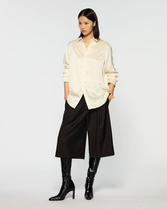 Serena Bute Wool Tailored Culottes - Chocolate Brown