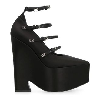 Versace Schoenen, Dames, Zwart, 37 EU, Leer, Tempest Platform Pump