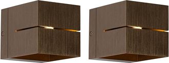 QAZQA Qazqa Moderno Set De 2 L&aacute;mparas De Pared Inteligentes Bronce Oscuro 9,7 Cm Con Wifi G9 - Transfer Groove Aluminio Cuadrada Adecuado Para Led Max. 1 X 