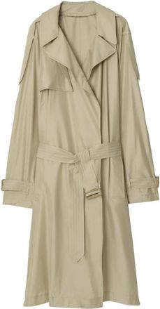 Burberry Long Silk Belted Trench Coat, Brand Size 50 ( US Size 40 )