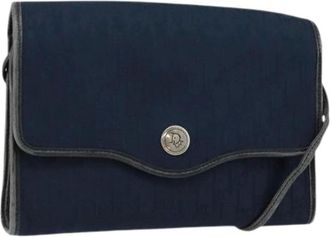 Dior Pre-owned Cross Body Bags, female, Blue, Size: ONE SIZE Pre-owned Vintage Trotter Canvas Shoulder Bag