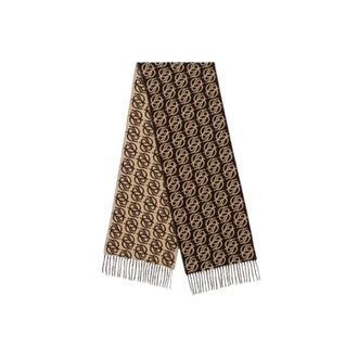 Dr&ocirc;le de Monsieur Accessoires, unisex, Veelkleurig, ONE Size, Wol, Donkerbruine Monogram Jacquard Sjaal