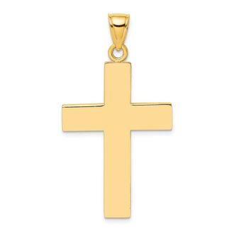 Diamond2Deal 10k Yellow Gold Polished Large Block Cross Open Back Charm