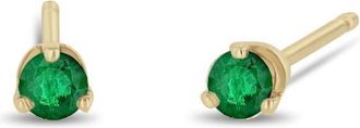 Zo&euml; Chicco 14K Gold Stone Stud Earrings in Yellow Gold/Emerald at Nordstrom