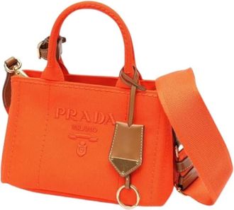 Prada Pre-owned Mini Bags, female, Orange, Size: ONE SIZE Pre-owned Cotton Mini Bag