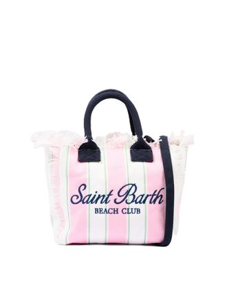 MC2 Saint Barth Beach-Inspired Striped Tote Bag with Fringed Edges