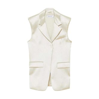 Patrizia Pepe Patrizia Pepe, Vests, female, White, Size: M Ivory Satin Jacket with Fly Rivet