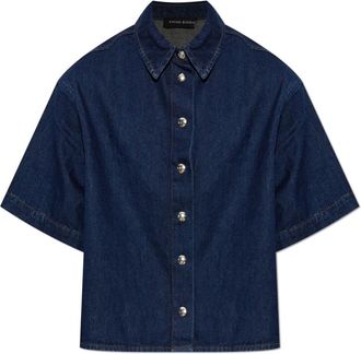 Anine Bing Overhemden, Dames, Blauw, XS, Denim, Lincoln Denim Shirt