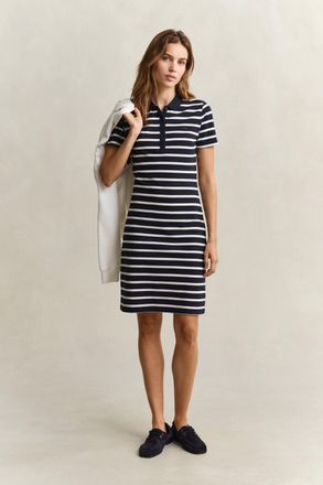 GANT Women Striped Piqu&eacute; Polo Dress (XXL) EVENING BLUE