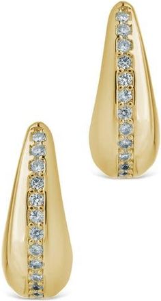 Sterling Forever Ari Cubic Zirconia Chunky Mini Hoop Earrings in Gold at Nordstrom Rack