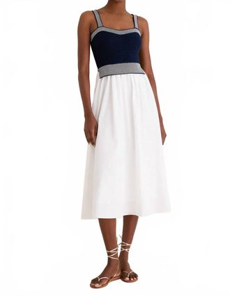 Moon River Knit Twofer Midi Dress In Navy/.white