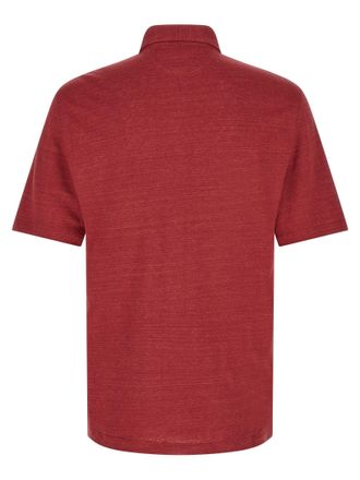 Brunello Cucinelli Linen-Cotton Jersey Polo Shirt - Red