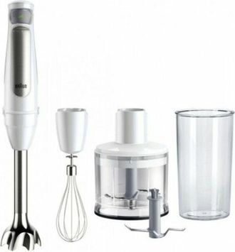 Braun Batidora De Brazo Minipimer Mq7035i. Campana Antisalpicaduras. Sistema Easy Click. 1.000 W. 600 Ml. Color Blanco