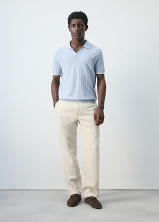 Mango Polo maglia sottile texture celeste - Uomo - XXL - MANGO MAN