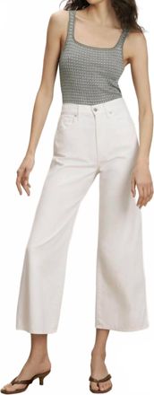 Veronica Beard Taylor Cropped High Rise Wide Leg Jean In White