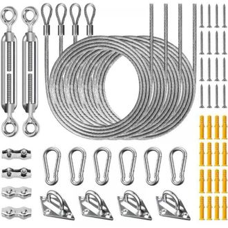 OEM Kit De Fijaci&oacute;n Para Toldo De Patio De 52 Piezas, Acero Inoxidable 304, Kit De Accesorios De Instalaci&oacute;n, Con Tensor Ajustable + Cuerda De Acero De 2 