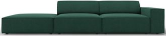 BLOOMINGLOFT 3-Sitzer Designsofa Jodie mit Ottomane links - Strukturstoff