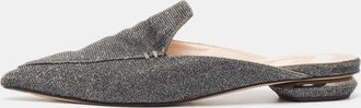 Nicholas Kirkwood Grey Glitter Fabric Flat Mules