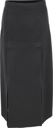 Proenza Schouler Straight Maxi Skirt with Slits in Black Wool