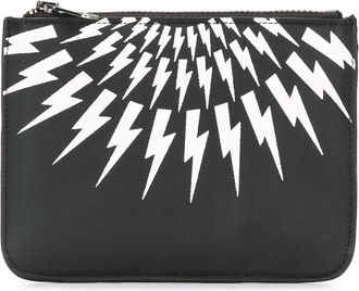 Neil Barrett Thunder zip coin pouch - Zwart
