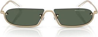 A|X Armani Exchange 58mm Irregular Semi Rimless Sunglasses in Matte Pale Gold /Green at Nordstrom