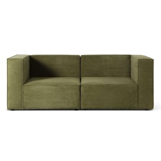 Really Nice Things Sofa 2 plazas Chaiselongue tapizado pana verde