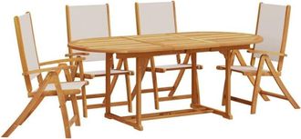 vidaXL vidaXL 5 Piece Garden Dining Set Solid Wood Acacia and Textilene