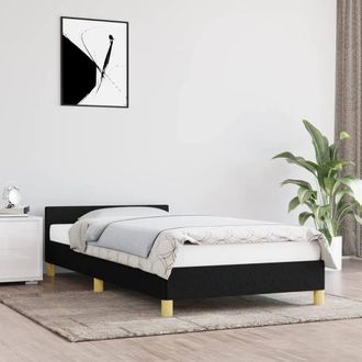 Berkfield Home Bed Frame with Headboard Black 90x190cm Single Fabric