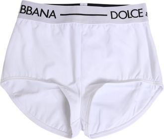 Dolce & Gabbana White Nylon Logo Waistband Shorts Underwear Elastane