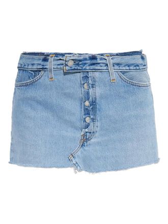 Re/Done button-fastening frayed denim skirt - women - Fabric - 27 - Blue