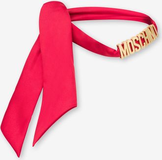 Moschino Piccola sciarpa in seta Lettering Logo - Rosso