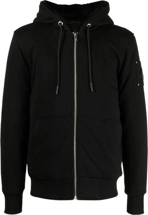 Moose Knuckles Minimalist Black Hoodie With Functional Design
