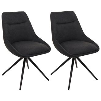 Hhg Hhg - Lote De 2 Sillas De Comedor 066, Silla De Cocina Sill&oacute;n Silla, Giratoria Autoposicionable Metal Tela/textil, Antracita