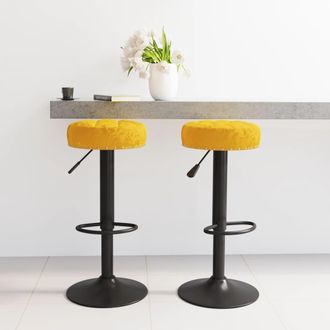 vidaXL Taburetes De Cocina 2 Unidades Terciopelo Amarillo Mostaza Vidaxl