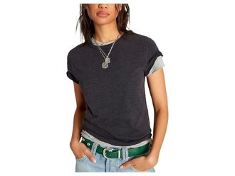 Free People Nova T-Shirts Womens Clothing Black : LG (Womens 12-14), Cotton/Polyester