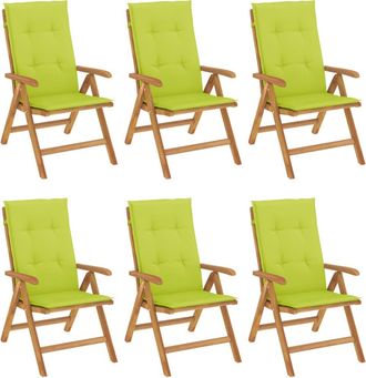 vidaXL Sillas Plegables Reclinables Con Cojines, 6 Unidades, Madera Maciza De Teca. Vidaxl