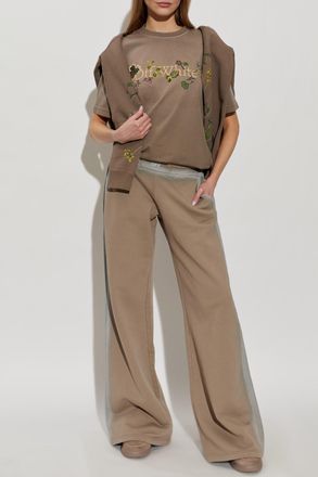 Off-white T-shirt With Logo, Womens, Brown