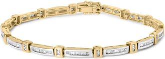 House of Brilliance 14K Yellow Gold 1.00 Cttw Baguette Diamond Channel Link Bracelet