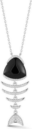 Glaze Jewelry Black Agate & Cubic Zirconia Fish Pendant Necklace in Silver at Nordstrom Rack