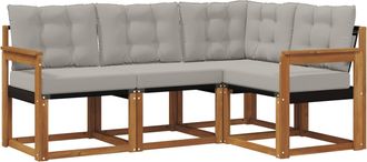 vidaXL Conjunto De Sof&aacute;s De Exterior 4 Uds. Gris Natural Y Claro Vidaxl