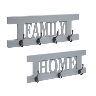 Hhg Hhg - Non Utilizzato] Serie Vintage Set 2x Appendiabiti Guardaroba 987 Family Home Grigio Blu